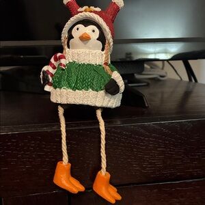 Festive Penguin Hanging Ornament - Green & Red Holiday Decor